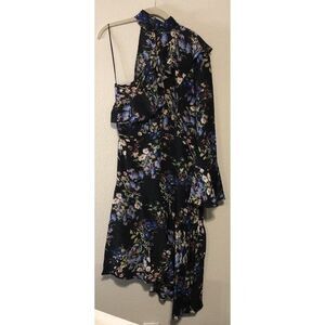 Parker Asymetrical 100% Silk Floral Print Midi Dress, Size 10